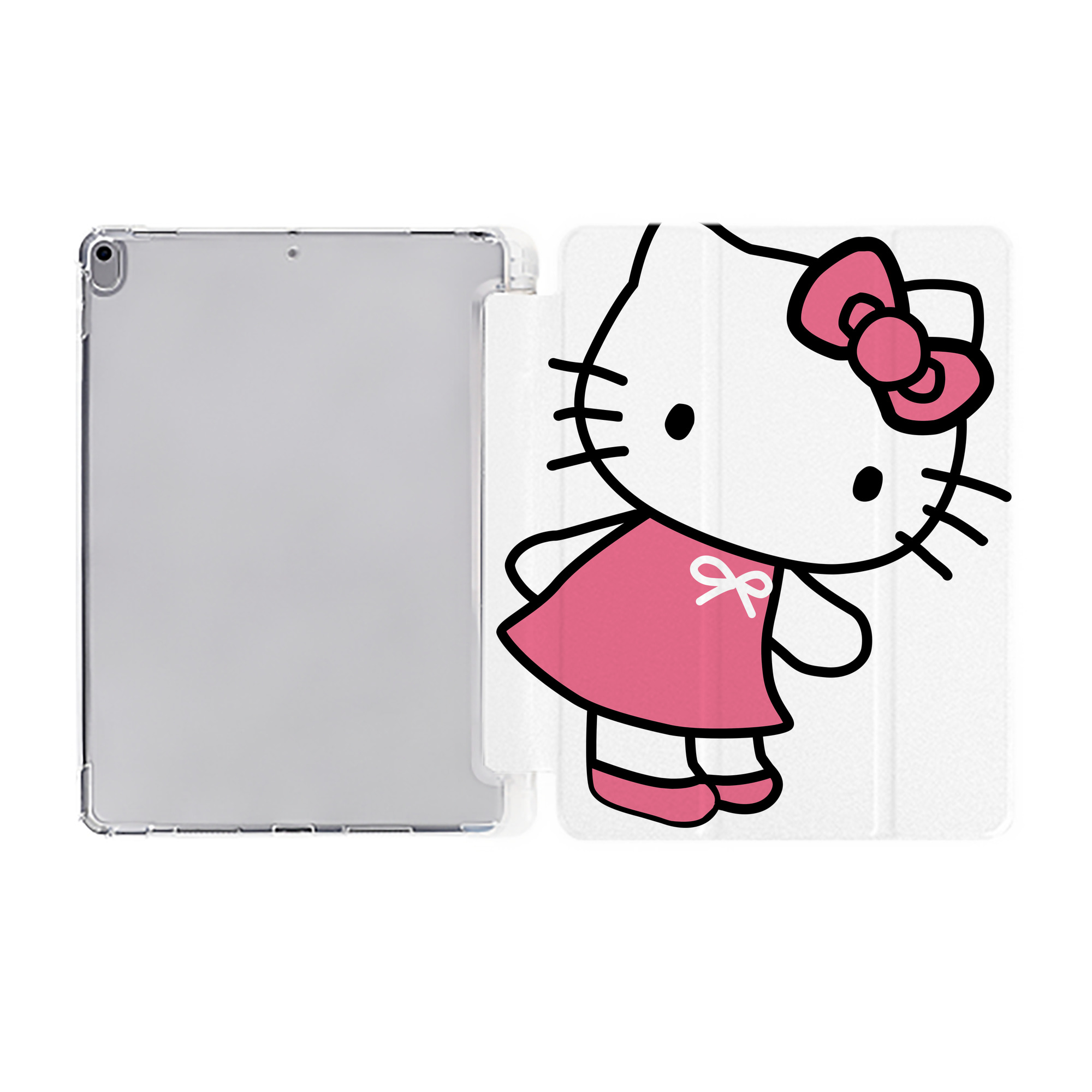 （画像用） Hello Kitty ハローキティ IPad ケース ペン収納付き 三つ折りスタンド PUレザー×シリコン 対応機種9.5/10.5/10.9インチ